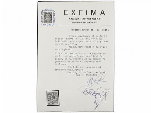 (*) ESPAÑA. Ed. 187s. 5 pts. rosa SIN DENTAR. MAGNÍFICO. Cer