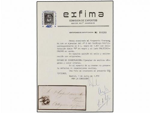 ¿ ESPAÑA. Ed. 6. 1851. FRONTAL. CALDAS a ORTIGOSA. 6 cuartos