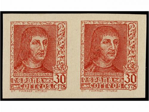 ** ESPAÑA. Ed. 844Ae (2), 844Aes (2). 30 cts. rojo "CMS" en