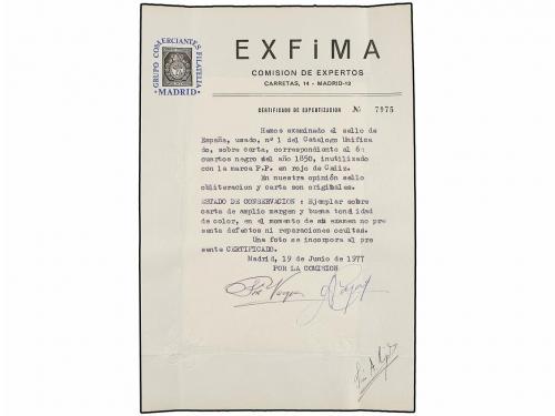 ¿ ESPAÑA. Ed. 1. 1850. FRONTAL. CÁDIZ a VALENCIA. 6 cuartos