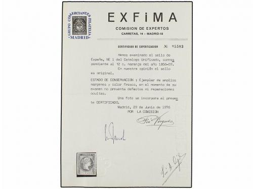 * ESPAÑA. Ed. NE 1A. NO EMITIDO. 12 cuartos naranja. II tira