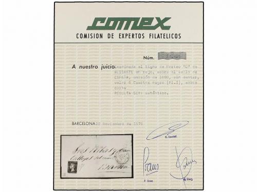 ¿ ESPAÑA. Ed. 1A. 1850. ALICANTE a BARCELONA. 6 cuartos negr