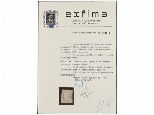 Δ ESPAÑA. Ed. 12. 6 cuartos rojo, mat. POTES lineal en rojo 