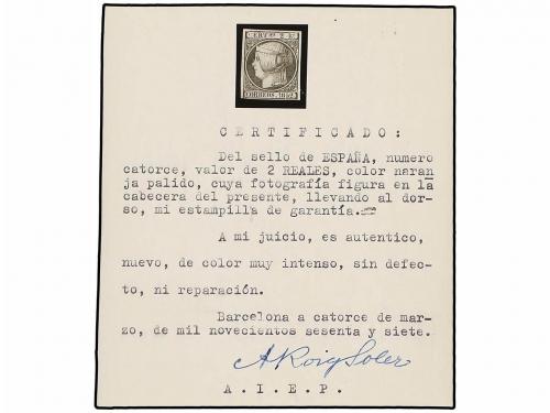 (*) ESPAÑA. Ed. 14. 2 reales naranja. Color intenso, raro en