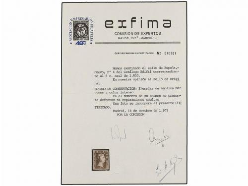 (*) ESPAÑA. Ed. 4. 6 reales azul. Amplios márgenes. PIEZA DE