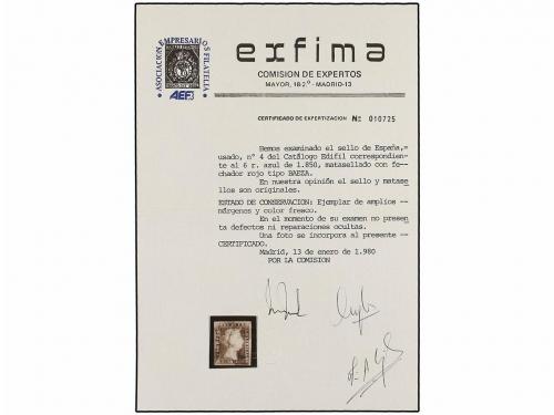 ° ESPAÑA. Ed. 4. 6 reales azul, mat. fechador ***/SORIA en r