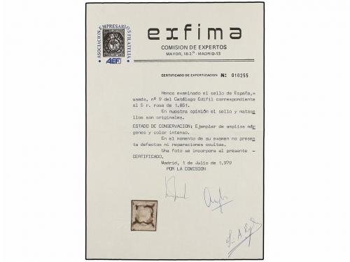 ° ESPAÑA. Ed. 9. 5 reales rojo. MAGNÍFICO EJEMPLAR. Cert. EX