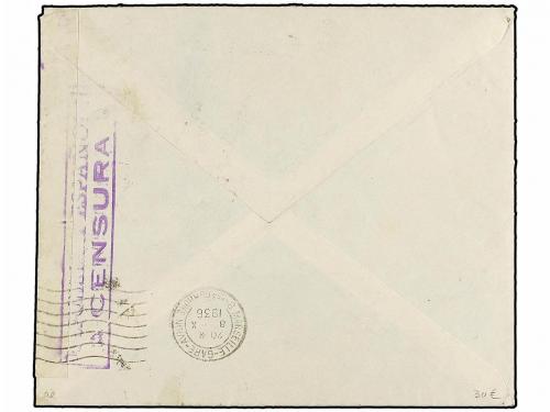 ✉ ESPAÑA. Ed. 741 (3). 1936. BARCELONA a FRANCIA. 30 cts. ro