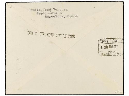 ✉ ESPAÑA GUERRA CIVIL. 1937. BARCELONA a SUECIA. Precioso fr