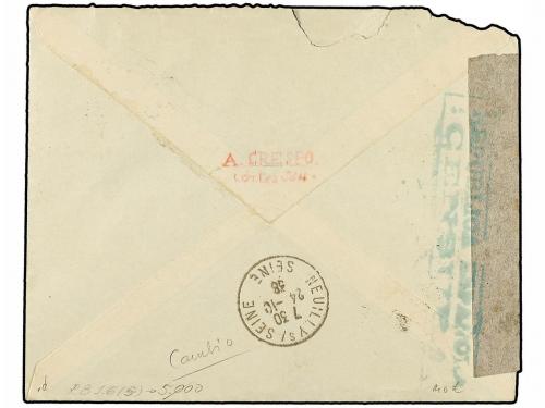 ¿ ESPAÑA. Ed. 774 (3), 732, 747. 1958. BARCELONA a FRANCIA.