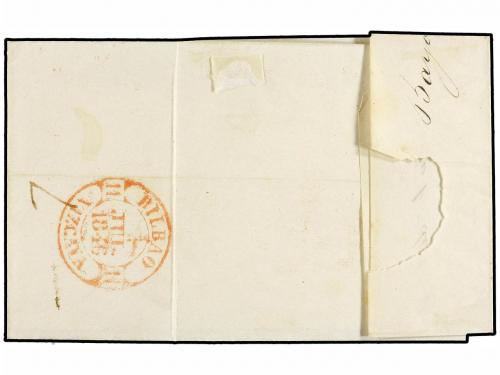 ✉ ESPAÑA: PREFILATELIA. 1846. BAYONA a BILBAO. Marca FRANCIA