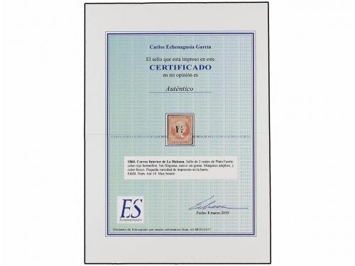 (*) CUBA. Ed. 10. Y 1/4 s. 2 reales carmín. Muy bonito ejemp