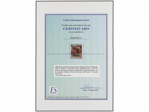 ° CUBA. Ed. 11. PUERTO PRÍNCIPE. 3 cents. s. 1 mils. castaño