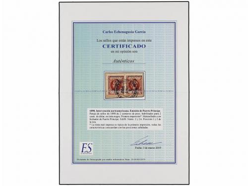 Δ CUBA. Ed. 2 + 2A. 2 cents. s. 2 mils. castaño, PRIMERA TIR