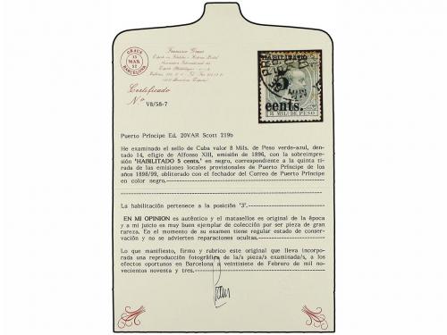 ° CUBA. Ed. 22BHe. PUERTO PRÍNCIPE. 5 cts. . 8 mils. verde,