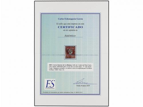 ° CUBA. Ed. 4A. Y 1/4 s. 2 reales carmín, tipo II. Márgenes 