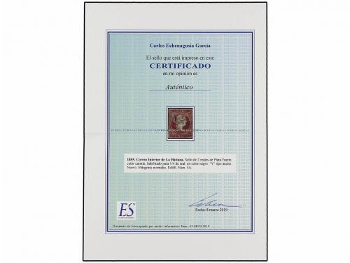 (*) CUBA. Ed. 4A. Y 1/4 s. 2 reales carmín, tipo II. Sello c