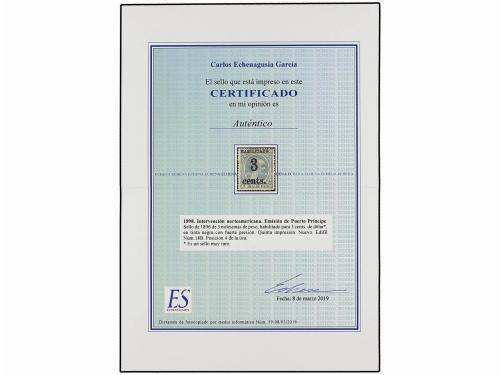 * CUBA. Ed. 18A. PUERTO PRÍNCIPE. 3 cents. s. 3 mils. verde