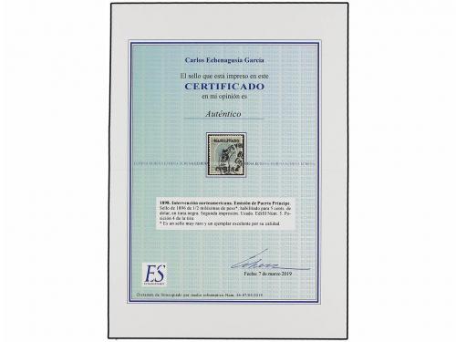 ° CUBA. Ed. 5. PUERTO PRÍNCIPE. 5 cents. s. 1/2 mils. verde,