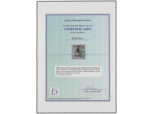 ° CUBA. Ed. 18. PUERTO PRÍNCIPE. 3 cents. s. 3 mils. verde.