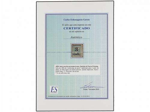 * CUBA. Ed. 17. PUERTO PRÍNCIPE. 3 cents. s. 2 mils. verde,