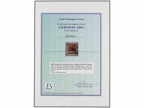 ° CUBA. Ed. 11. PUERTO PRÍNCIPE. 3 cents. s. 1 mils. castaño