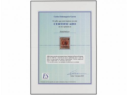 * CUBA. Ed. 11. PUERTO PRÍNCIPE. 3 cents. s. 1 mils. castaño