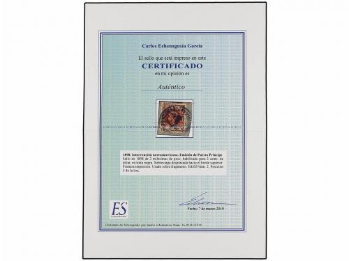 Δ CUBA. Ed. 2. PUERTO PRÍNCIPE. 2 cents. s. 2 mils. castaño,