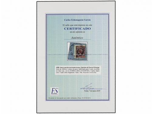 Δ CUBA. Ed. 14hi. PUERTO PRÍNCIPE. 5 cents. s. 1 ctvo. rojo,