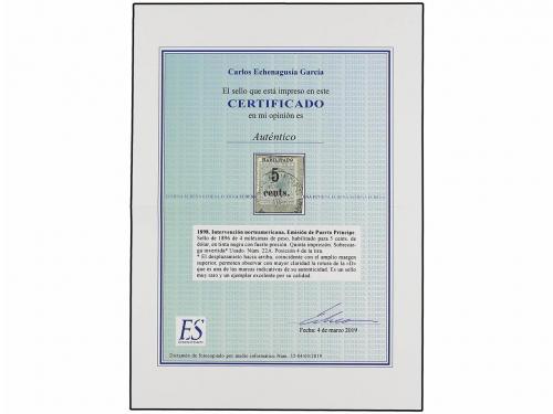 Δ CUBA. Ed. 22Ahi. PUERTO PRÍNCIPE. 5 cents. s. 4 mils. verd