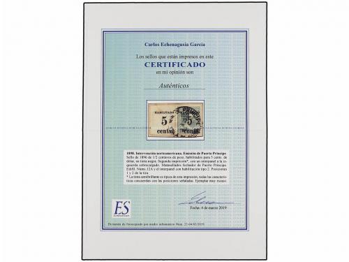 Δ CUBA. Ed. 5+5A. PUERTO PRÍNCIPE. 5 cents. s. 1/2 cts. verd