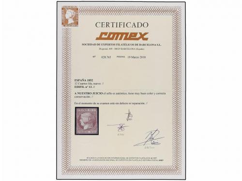 (*) ESPAÑA. Ed. 13. 12 cuartos castaño violeta. Márgenes aju