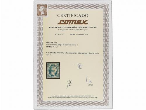 (*) ESPAÑA. Ed. 11. 10 reales verde. Márgenes completos, el