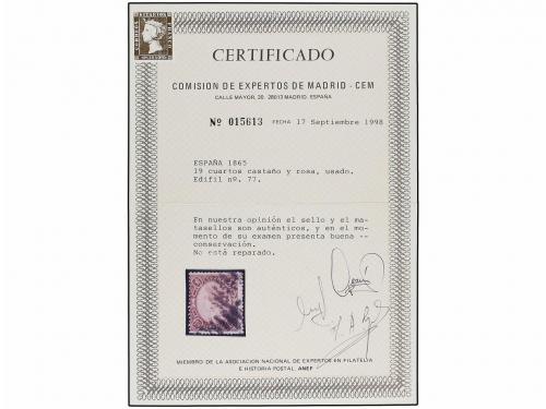 ° ESPAÑA. Ed. 77. 19 cuartos castaño y rosa. Centraje habitu