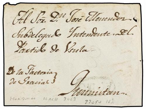 ✉ HONDURAS. (1812 CA.). FRONTAL. USULA a N. GUATEMALA. Marca