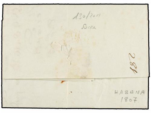 ✉ MEXICO. 1807 (2 Octubre). HABANA a VERACRUZ. Marca YNDIAS 