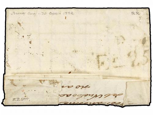 ✉ ARGENTINA. 1792 (30 Agosto). BUENOS AIRES a BARCELONA. Car