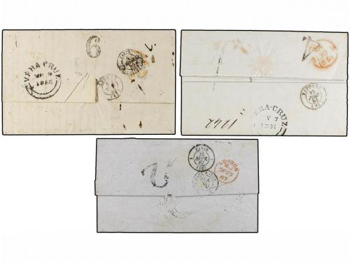 ✉ MEXICO. 1851-57. Tres cartas circuladas a FRANCIA desde DU