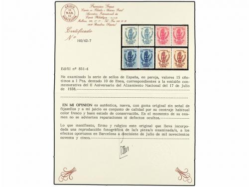 ** ESPAÑA. Ed. 851/54. SERIE COMPLETA en parejas. LUJO. Cert
