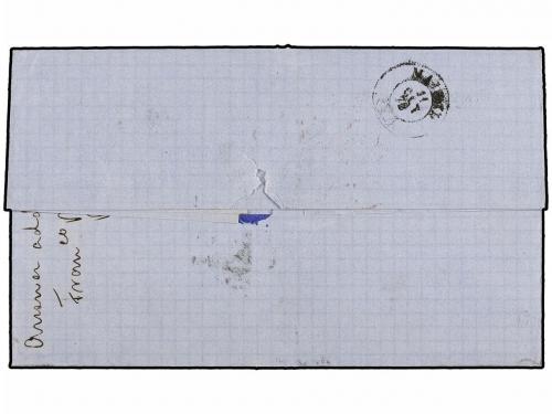 ✉ ESPAÑA. Ed. 127. 1872. JEREZ a NEW YORK. 1 pta. lila. Mat.