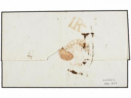 ✉ ESPAÑA: PREFILATELIA. 1849. ALCAÑIZ a ZARAGOZA. Fechador y