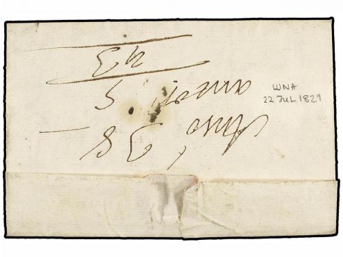 ✉ ESPAÑA: PREFILATELIA. 1829. LUNA a HECHO. Marca LA./ARAGON