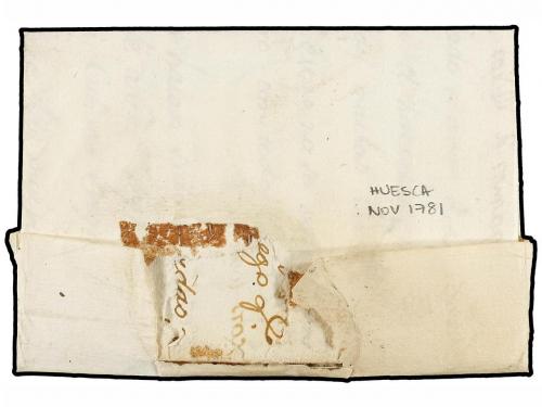 ✉ ESPAÑA: PREFILATELIA. 1781. HUESCA a CALAF. Marca ARA/GON 