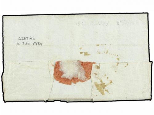 ✉ ESPAÑA: PREFILATELIA. 1784. CRETAS a CALAF. Marca ARA/GON 