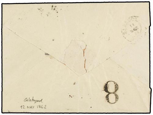 ✉ ESPAÑA: PREFILATELIA. 1862. CALATAYUD a ZARAGOZA. Marca A 