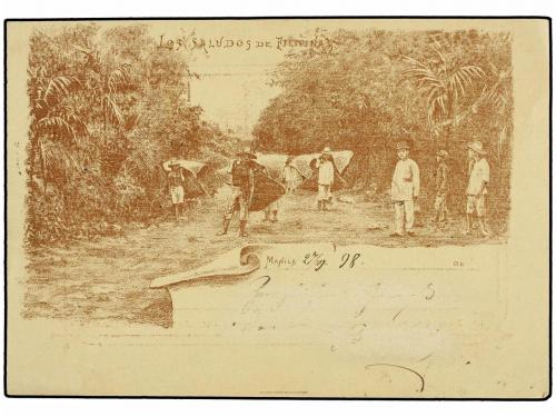 ✉ COLONIAS ESPAÑOLAS: FILIPINAS. 1898. Entero Postal de 5 mi
