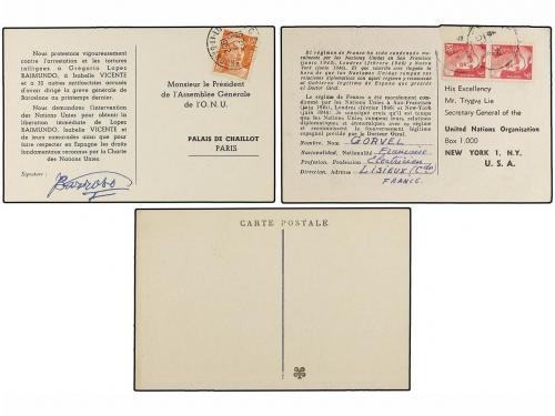 ✉ ESPAÑA GUERRA CIVIL. EXILIADOS EN FRANCIA. Tres tarjetas p