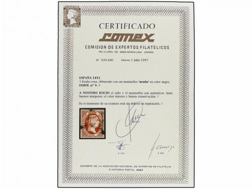 ° ESPAÑA. Ed. 9. 5 reales rosa carmín. Color excepcional. LU