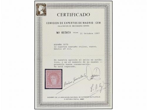 * ESPAÑA. Ed. 113. 12 cuartos castaño. Excelente centraje. M