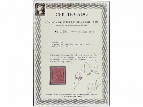 * ESPAÑA. Ed. 140. 10 pts. castaño lila. Buen color y centra